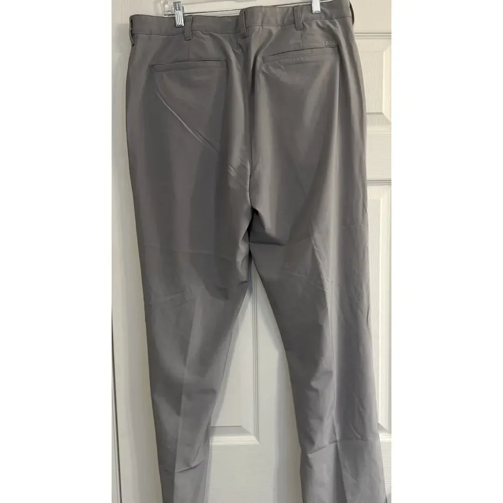 Izod Golf Chino Pants Mens 38x34‎ Gray Performance Stretch Office Casual Staple